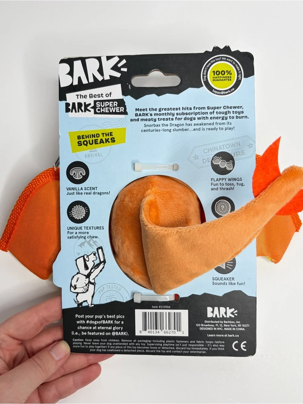 Barkbox Halloween Snorbax the Dragon Super Chewer Size Medium Dog Toy